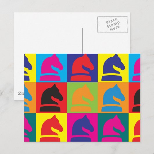 Schach Pop Art Postkarte (Vorne/Hinten)