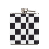Schach-Quadrat-Muster - schwarz + Ihr Hintergrund Flachmann (Rückseite)