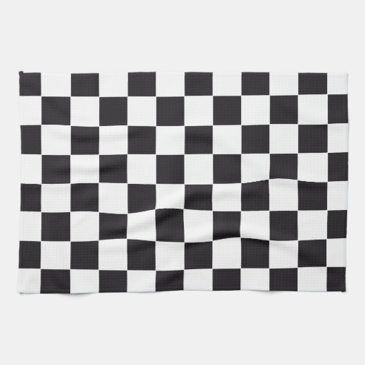 Schach-Quadrat-Muster - schwarz + Ihr Hintergrund Handtuch (Horizontal)