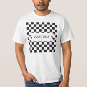 Schach-Quadrat-Muster - schwarz + Ihr Hintergrund T-Shirt
