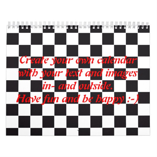 Schach-Quadrat-Muster - schwarz + Text und Bilder Kalender (Titelbild)