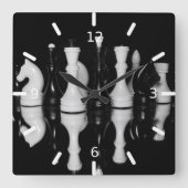 Schach Quadratische Wanduhr (Vorderseite)
