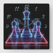 Schach Quadratische Wanduhr (Vorderseite)