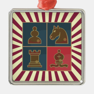 Schach quadriert quadratische Verzierung Silbernes Ornament