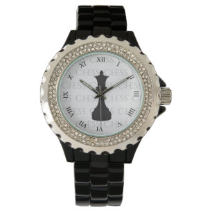 Schach Queen Classic Piece Modernes Schwarz, Weiß Armbanduhr