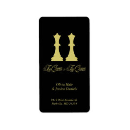 Schach Queen & Queen Gold Stücke für Lesben Adressaufkleber