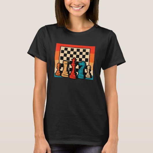Schach Retro Graphic Chess Player Checkmate Board T-Shirt (Vorderseite)