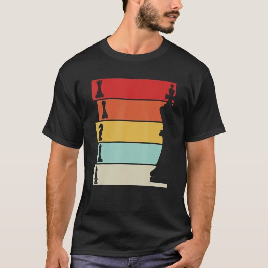 Schach-Retro-Player-Schachbrett T-Shirt (Vorderseite)