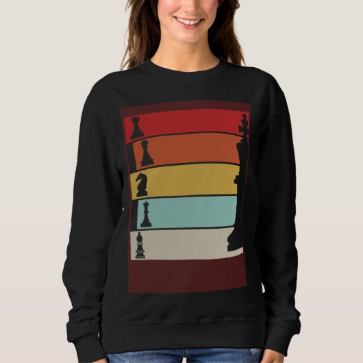 Schach Retro Spieler Schachbrett Sweatshirt (Vorderseite)