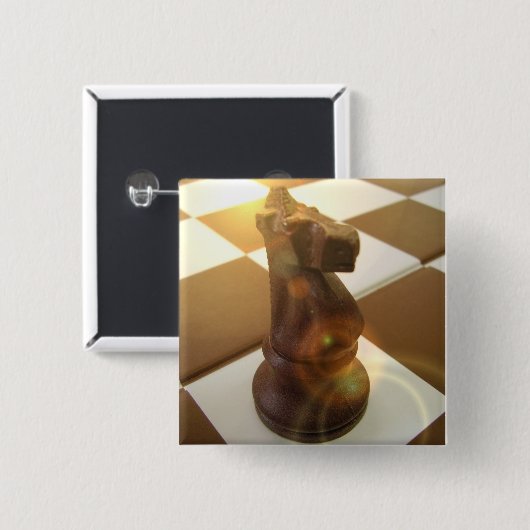 Schach-Ritter-Quadrat-Button Button (Vorne & Hinten)