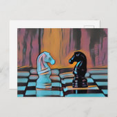 Schach Ritter Schachbrett Pop Art Postkarte (Vorne/Hinten)