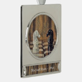 Schach Rittern Schachbrett Personalisiertes Weihna Banner-Ornament Silber (Rechts)