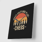 Schach - Ruhe Behalten und Schach spielen Quadratische Wanduhr (Winkel)