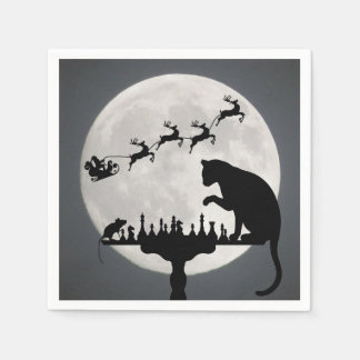 Schach Santa Vollmond Katze und Mausspiel Weihnach Serviette
