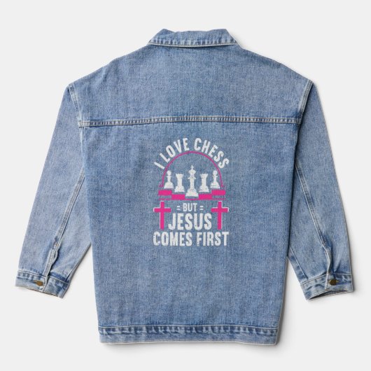 Schach Schach Club Schach Merch Christlich Jesus Jeansjacke (Rückseite)