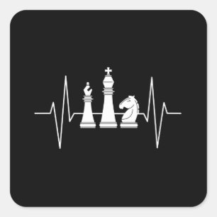 Schach - Schach Herzschlag Quadratischer Aufkleber