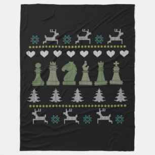 Schach - Schachfiguren hässliches Weihnachten Fleecedecke