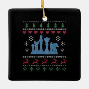 Schach - Schachfiguren hässliches Weihnachten Keramikornament