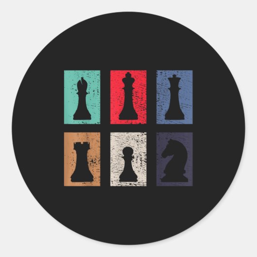 Schach Schachfiguren  Runder Aufkleber (Vorderseite)