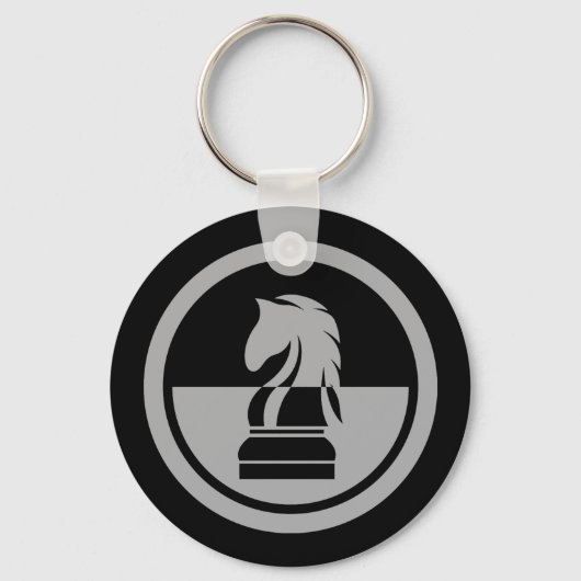 Schach - Schwarzer und Weiß Ritter Schlüsselanhänger (Vorderseite)
