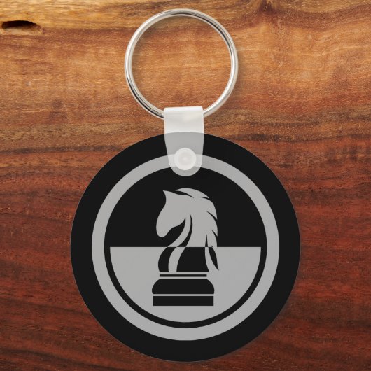 Schach - Schwarzer und Weiß Ritter Schlüsselanhänger (Vorderseite)