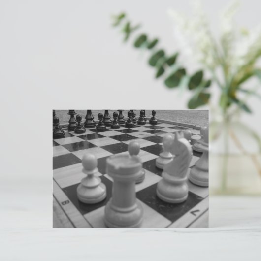 Schach Set B&W Postkarte (Stehend Vorderseite)