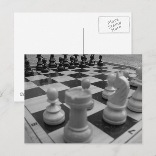 Schach Set B&W Postkarte (Vorne/Hinten)