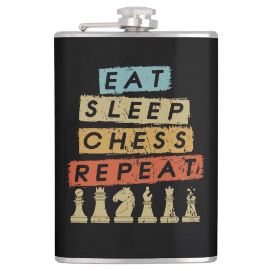 Schach - Sleep Schach wiederholen Flachmann (Vorderseite)