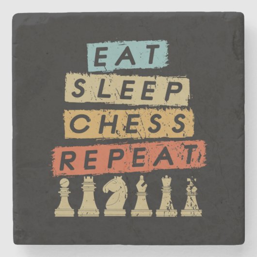 Schach - Sleep Schach wiederholen Steinuntersetzer (Vorderseite)