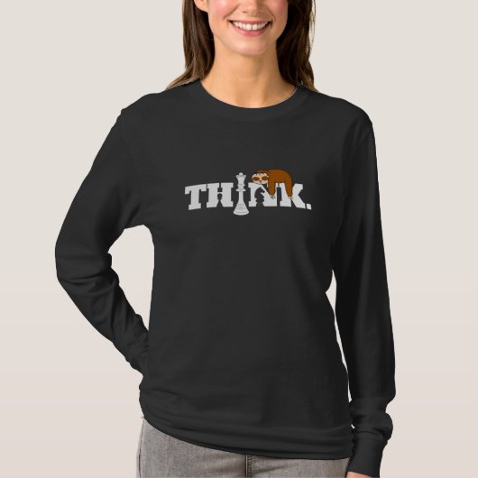 Schach Sloth Think Schach Queen Piece Schachbrett T-Shirt (Vorderseite)