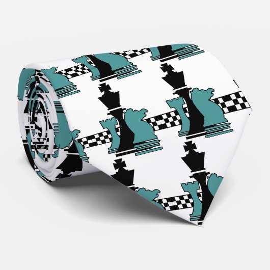 Schach-Spiel-Spieler bessert Mode-aquamarine Krawatte (Gerollt)