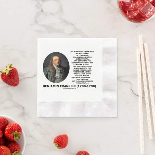 Schach spielen Vorsicht Benjamin Franklin Zitat Serviette (Beispiel)