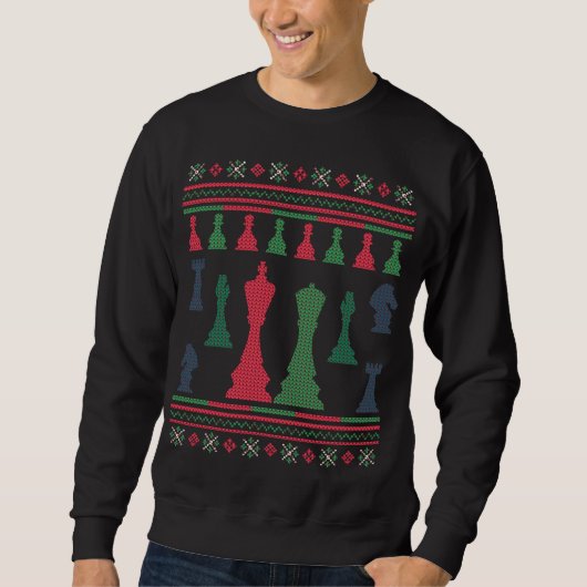Schach Spieler Ugggi Weihnachts Sweater King Queen Sweatshirt (Vorderseite)
