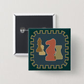 Schach-Stück-Blau-Knopf Button (Vorne & Hinten)