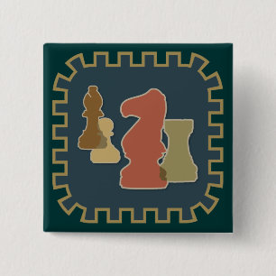 Schach-Stück-Blau-Knopf Button