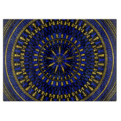 Schach-Stück-Mandala - Lapislazuli und Gold Schneidebrett (Vorderseite)