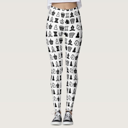 Schach-Stück-Muster Leggings (Vorderseite)
