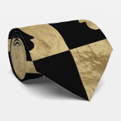 Schach-Stück-Muster - Schwarzes und Gold Krawatte (Gerollt)