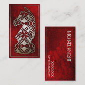 Schach-Stück - roter Ritter Visitenkarte (Vorne/Hinten)