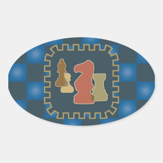 Schach-Stückchen Blue Sticker (Vorderseite)
