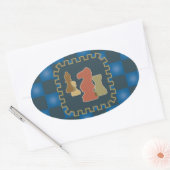 Schach-Stückchen Blue Sticker (Umschlag)