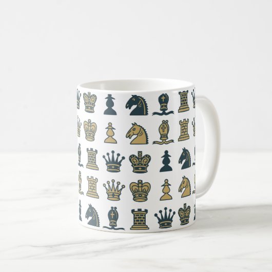 Schach-Stücke in der Reihen-Tasse Kaffeetasse (VorderseiteRechts)