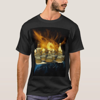 Schach-T-Shirt mit Ritter und Blitzen T-Shirt