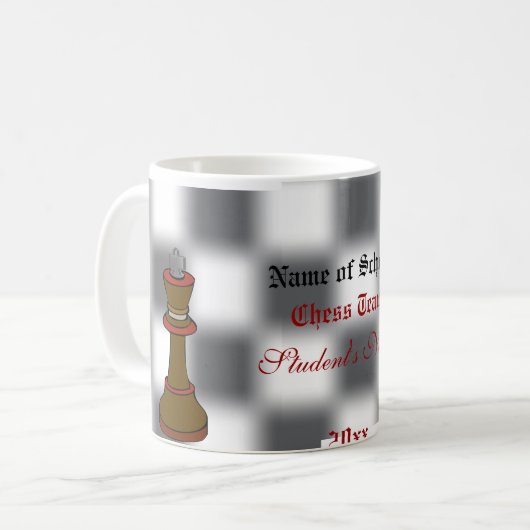 Schach-Team-oder Schach-Verein-personalisierte Kaffeetasse (Vorderseite Links)