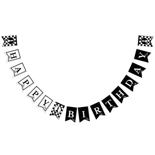 Schach Theme Happy Birthday Banner - Schwarz & Wei (Alle)