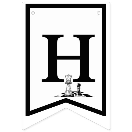 Schach Theme Happy Birthday Banner - Schwarz & Wei (Zweite Fahne)