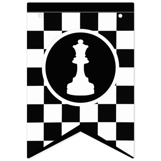 Schach Theme Happy Birthday Banner - Schwarz & Wei (Erste Fahne)