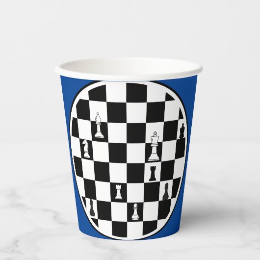Schach Theme Paper Cups - Elegantes Schachbrettdes Pappbecher (Vorderseite)