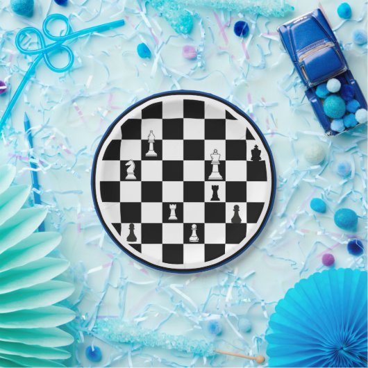 Schach Theme Paper Teller - Elegantes Schachbrett (Party)