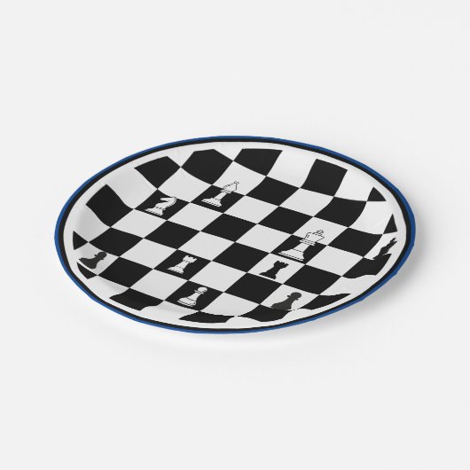 Schach Theme Paper Teller - Elegantes Schachbrett (Schrägansicht)